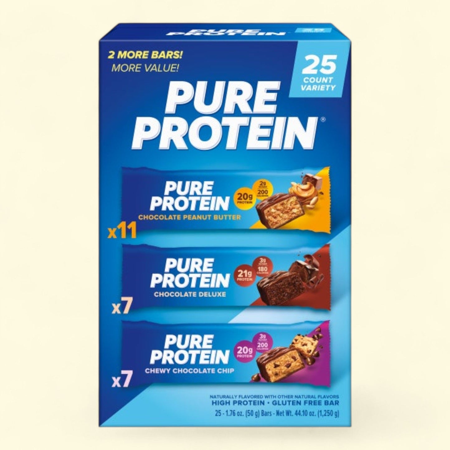 Pure Protein Bars, Variety Pack, 1.76 oz, 25-count