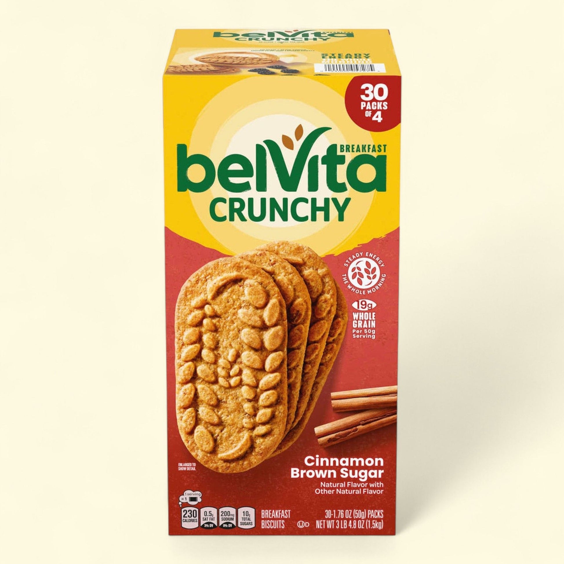 BelVita Breakfast Biscuit, Cinnamon Brown Sugar, 1.76 oz, 30-count
