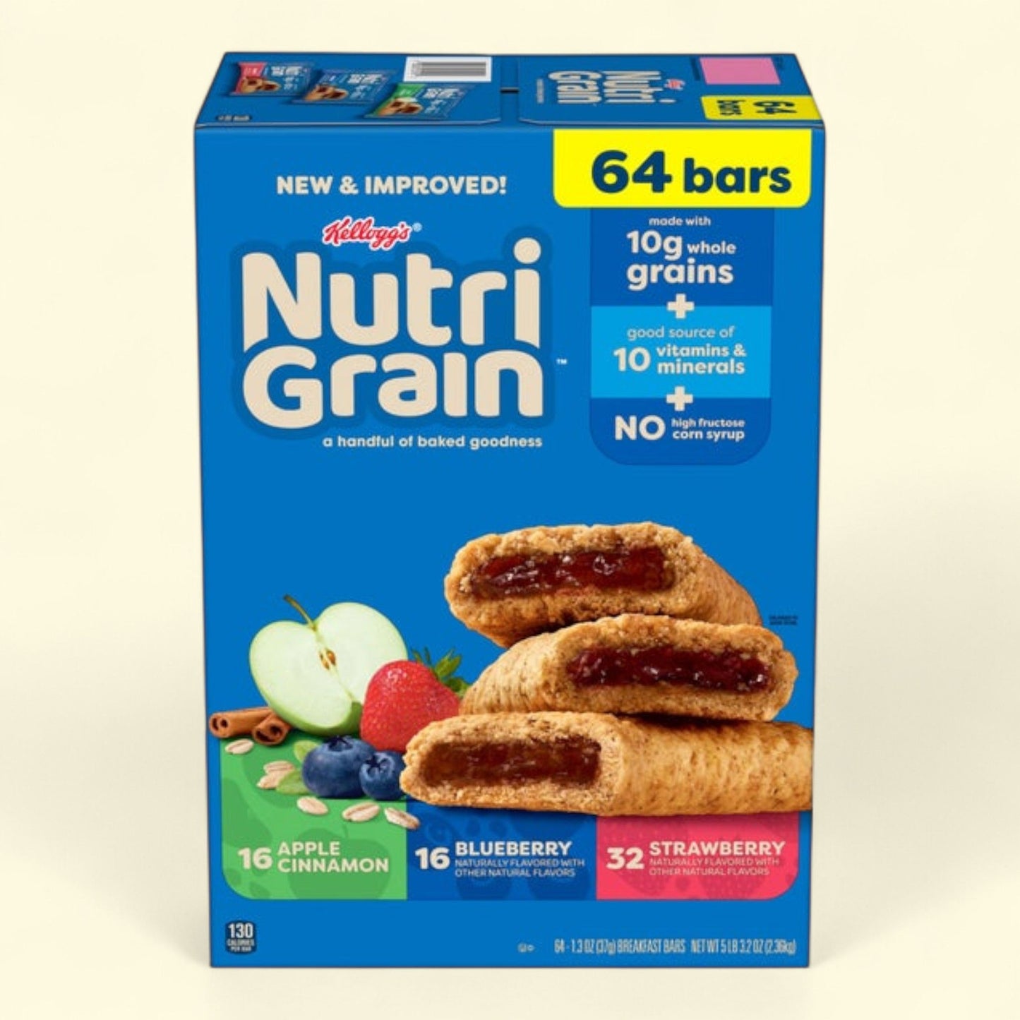 Kellogg's Nutri-Grain Soft Baked Breakfast Bars, 1.3 oz, 64-count