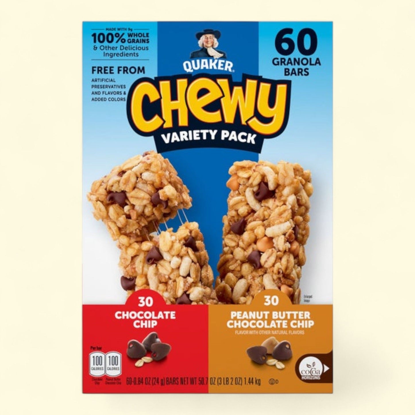 Quaker Chewy Granola Bars, 0.84 oz, 60-count