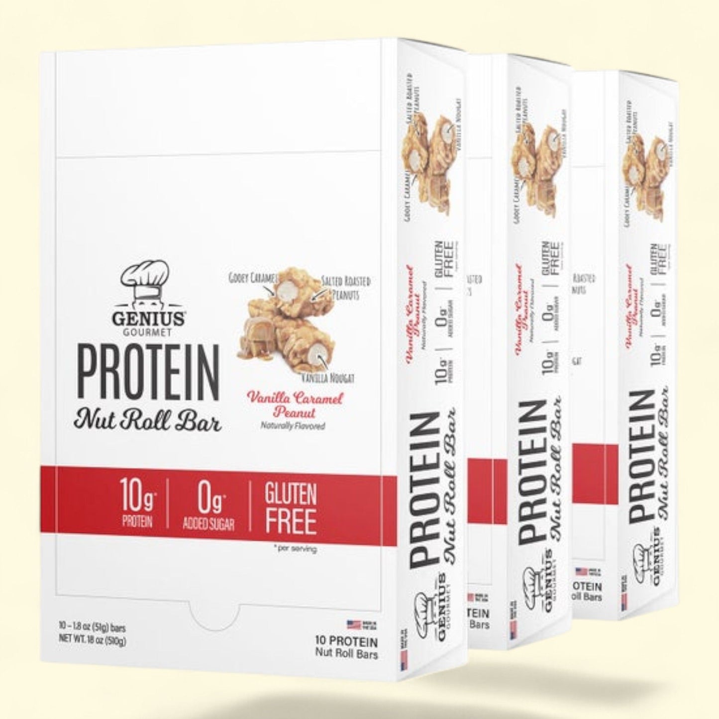 Genius Gourmet Protein Bar, Rolled Nut Bar, 30 Count