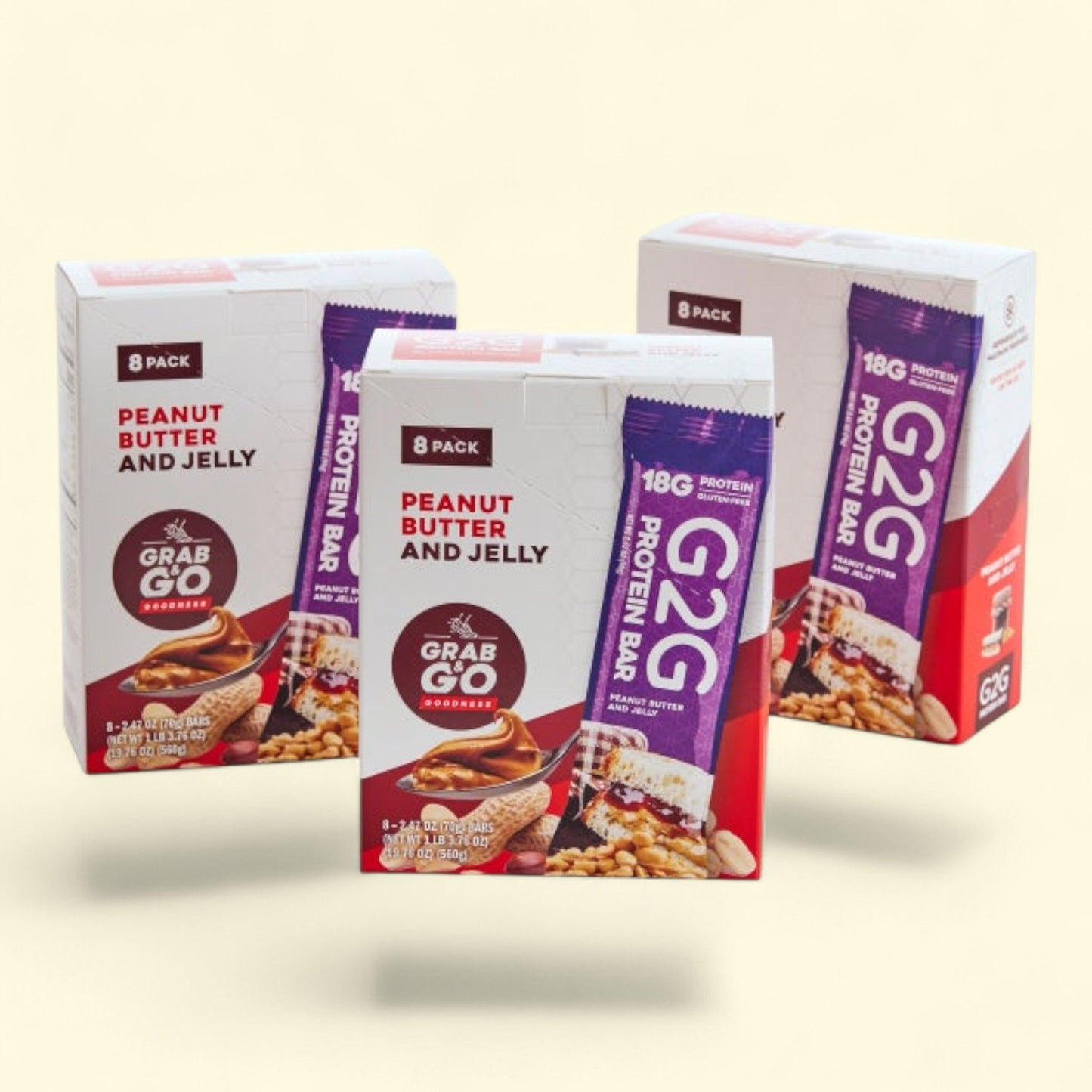 G2G Protein Bars, Peanut Butter & Jelly, 3-pack, 24-count