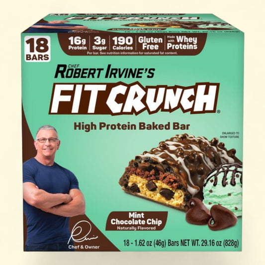 FITCRUNCH Protein Bars, Mint Chocolate Chip, 1.62 oz, 18-count