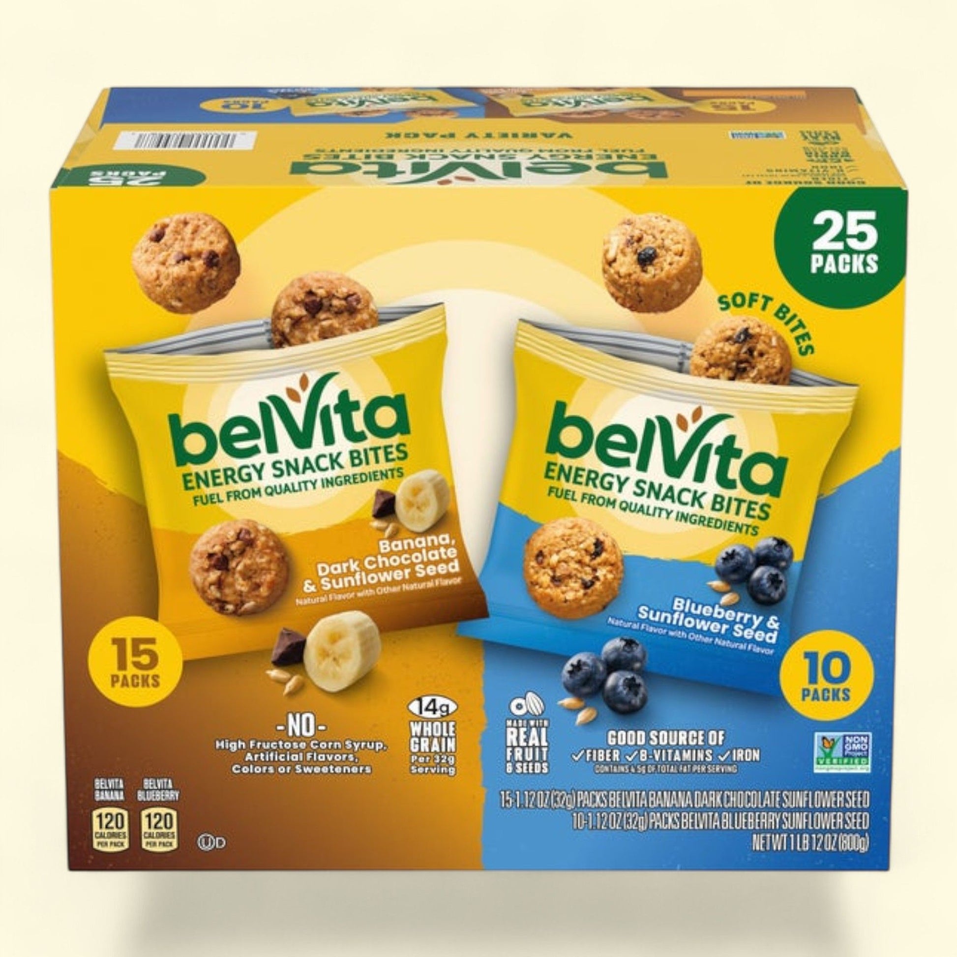 BelVita Energy Snack Bites, 1.12oz, 25-count — authentic US product shipped worldwide by Treatspree