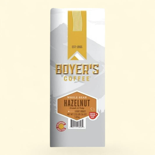 Boyer's Coffee Light Roast Whole Bean, Hazelnut, 36 oz.