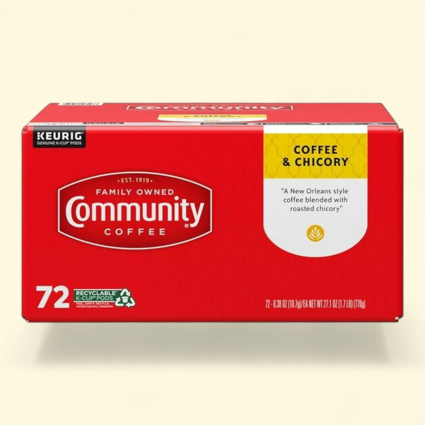Community Coffee Coffee and Chicory, Medium-Dark Roast, 72 ct.