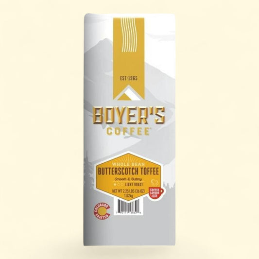 Boyer's Coffee Light Roast Whole Bean, Butterscotch Toffee, 36 oz.