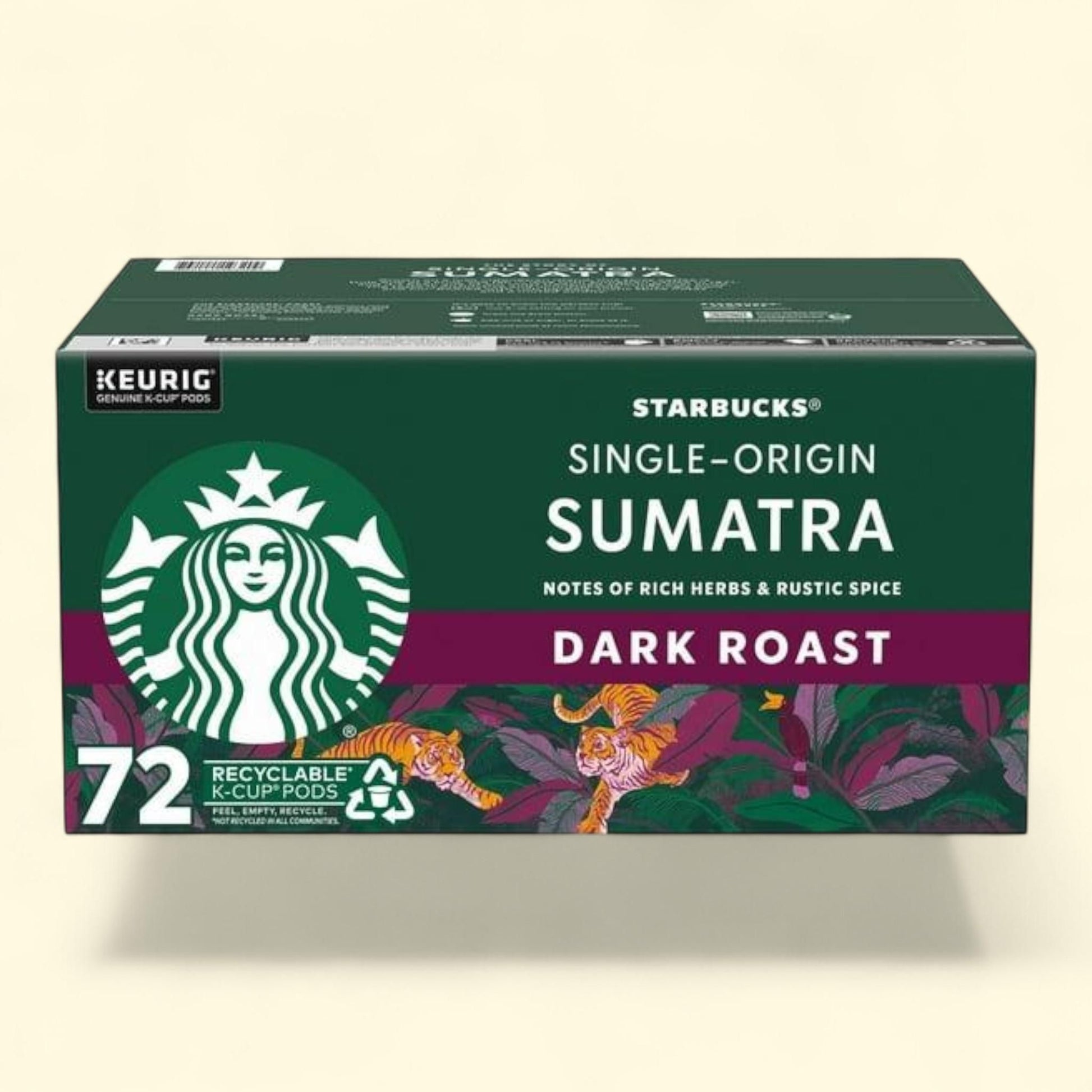 Starbucks K-Cup Coffee Pods, Dark Roast, Single-Origin Sumatra, 72 ct.