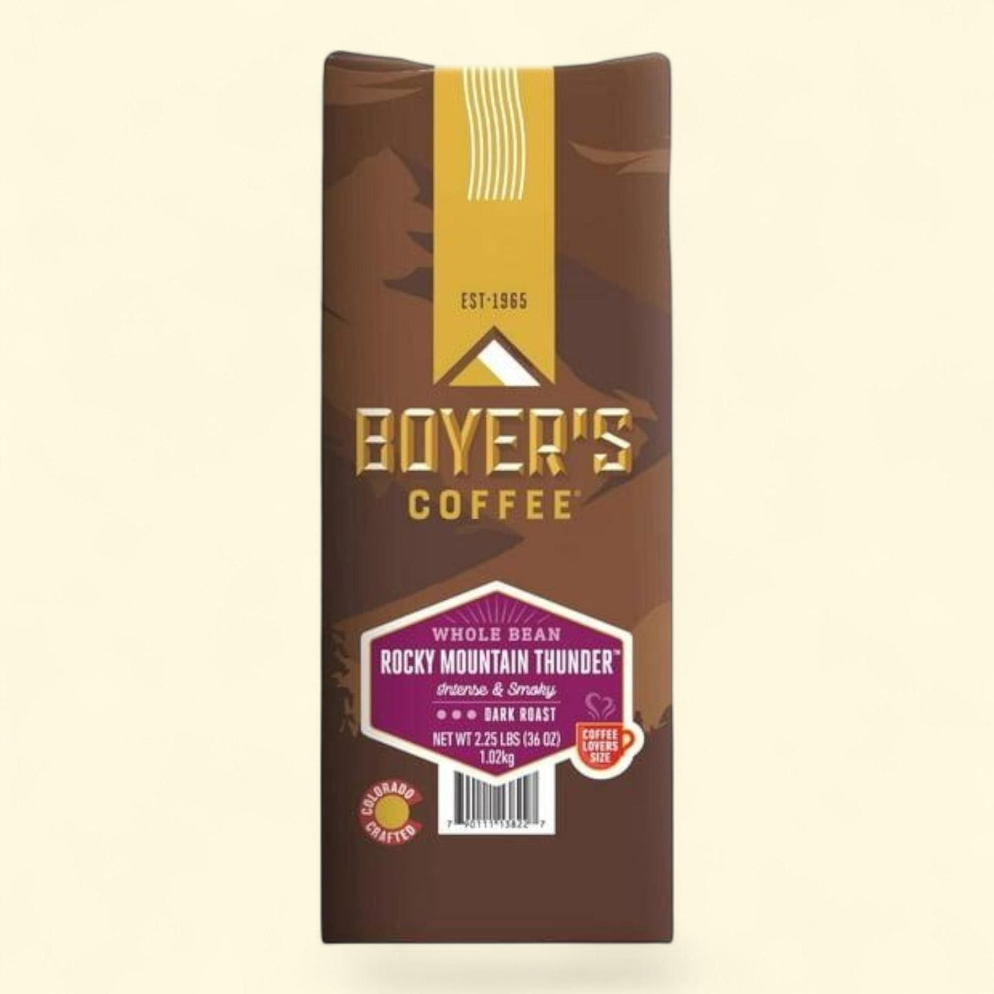 Boyer's Coffee Rocky Mountain Thunder Dark Roast Whole Bean, 36 oz.