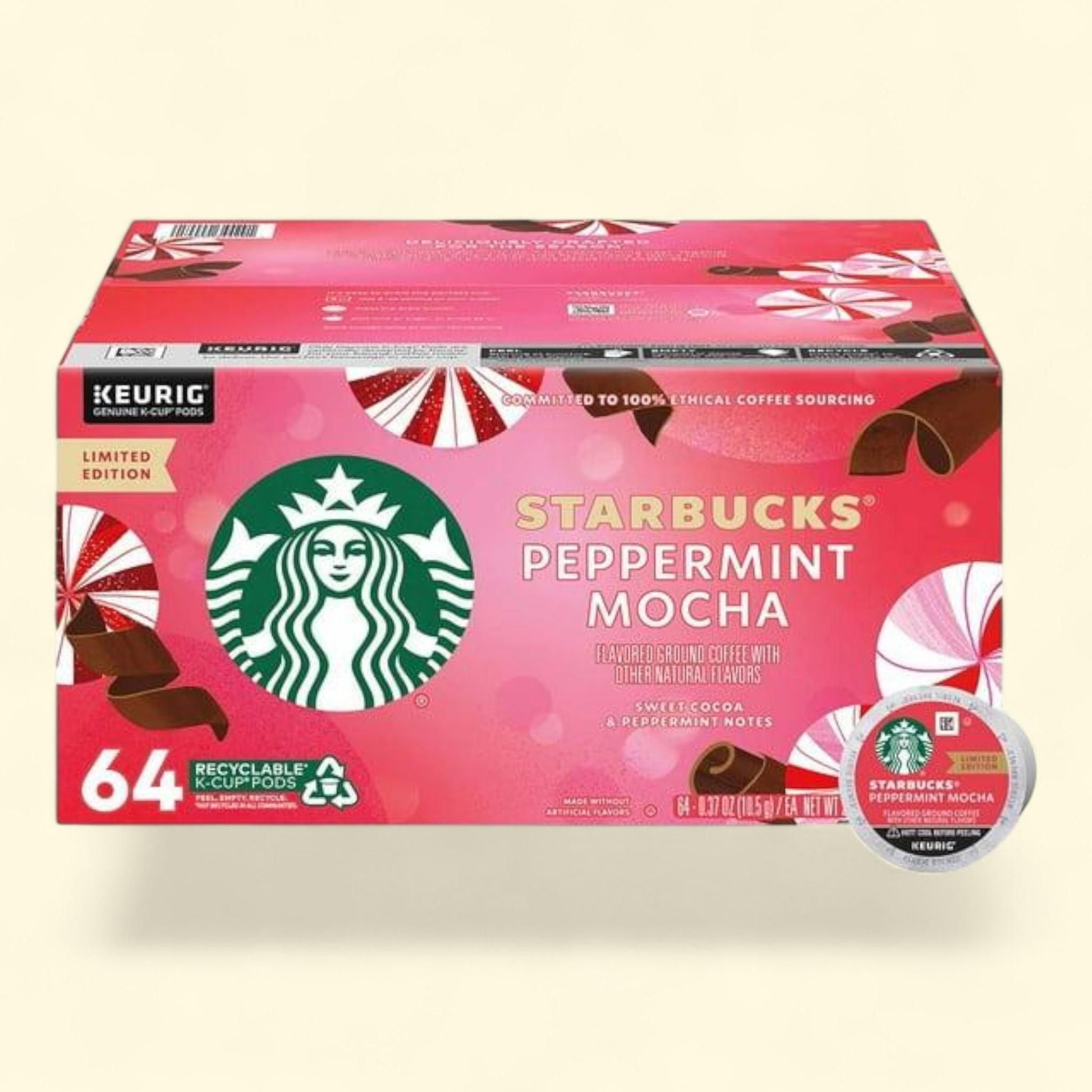 Starbucks Peppermint Mocha Coffee K-Cups, 64 ct. — authentic US product shipped worldwide by Treatspree