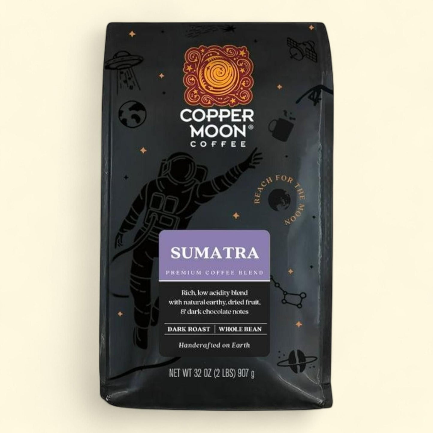 Copper Moon Dark Roast Whole Bean Coffee, Sumatra Blend, 32 oz.