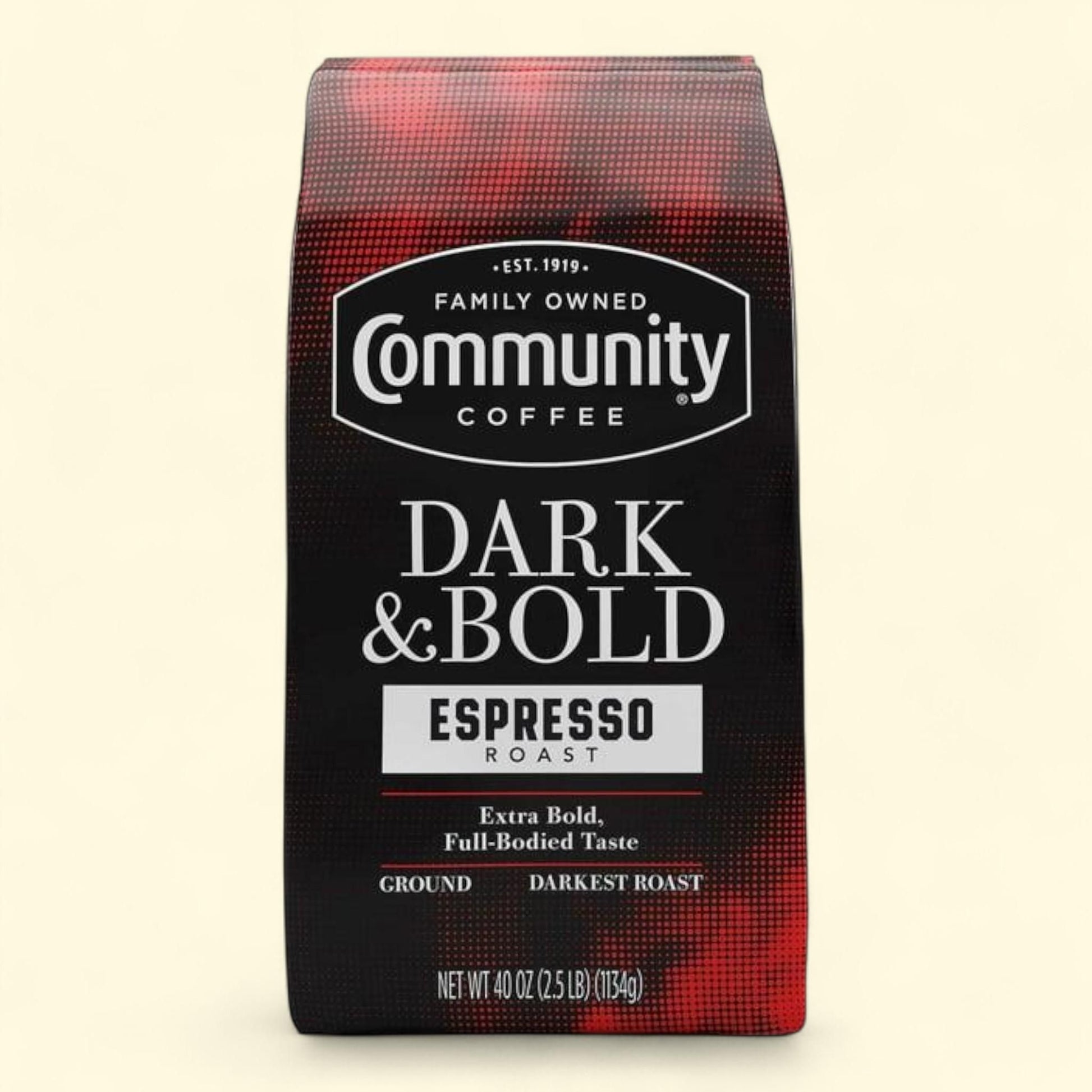 Community Coffee Dark & Bold Espresso Roast Ground Coffee, 40 oz. — authentic US product shipped worldwide by Treatspree