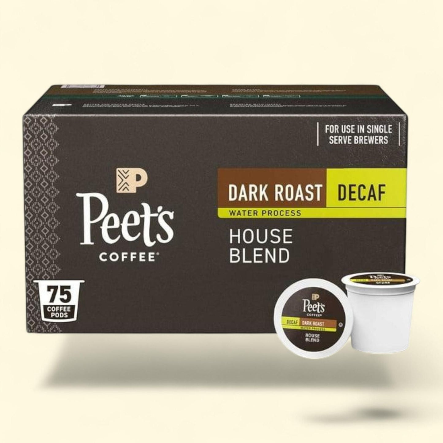Peet's Coffee Decaf Dark Roast K-Cup Pods, House Blend 75 ct.