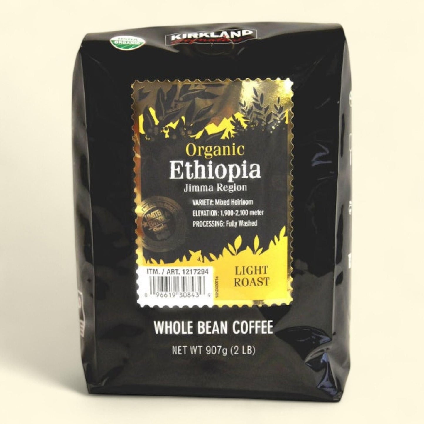 Kirkland Signature Organic Ethiopia Whole Bean Coffee, 2 lbs
