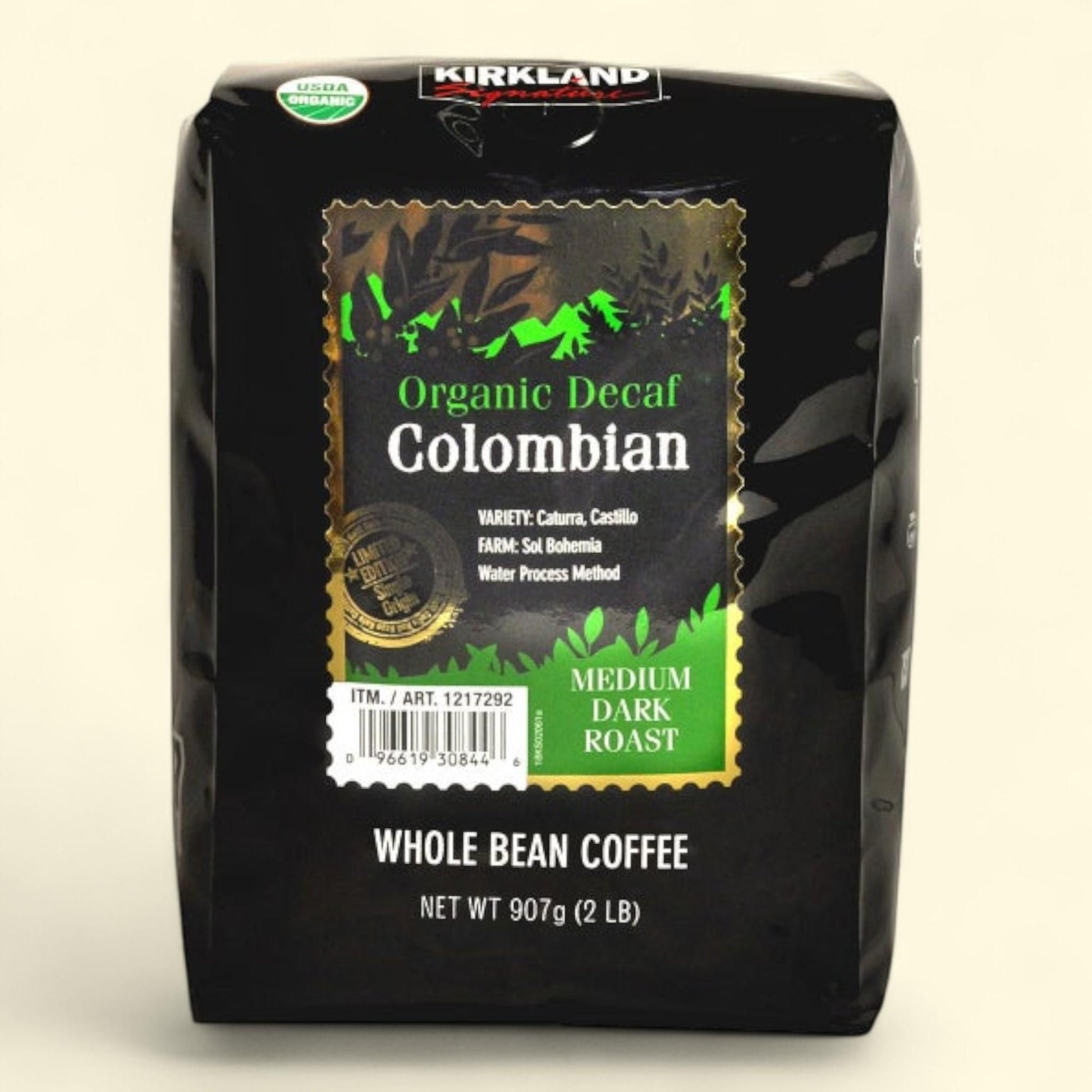 Kirkland Signature Colombian Decaf Whole Bean Coffee, 2 lbs