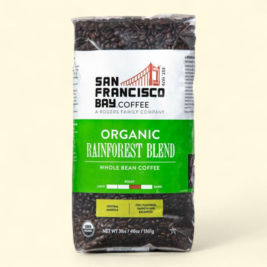 San Francisco Bay Organic Rainforest Blend Whole Bean Coffee, 3 lbs (2-pack)