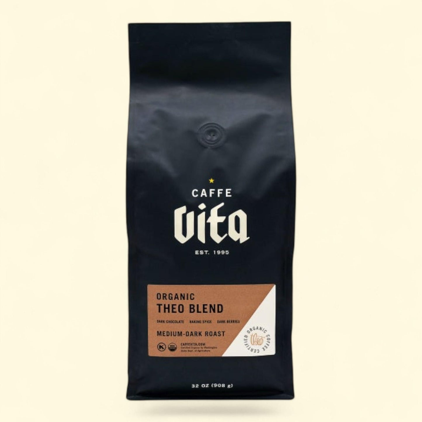 Caffe Vita Coffee Theo Blend Whole Bean, Medium-Dark Roast, 2 lb.