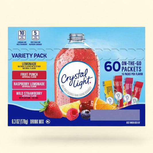Crystal Light Drink Mix Packets, Variety Pack, 60 pk.