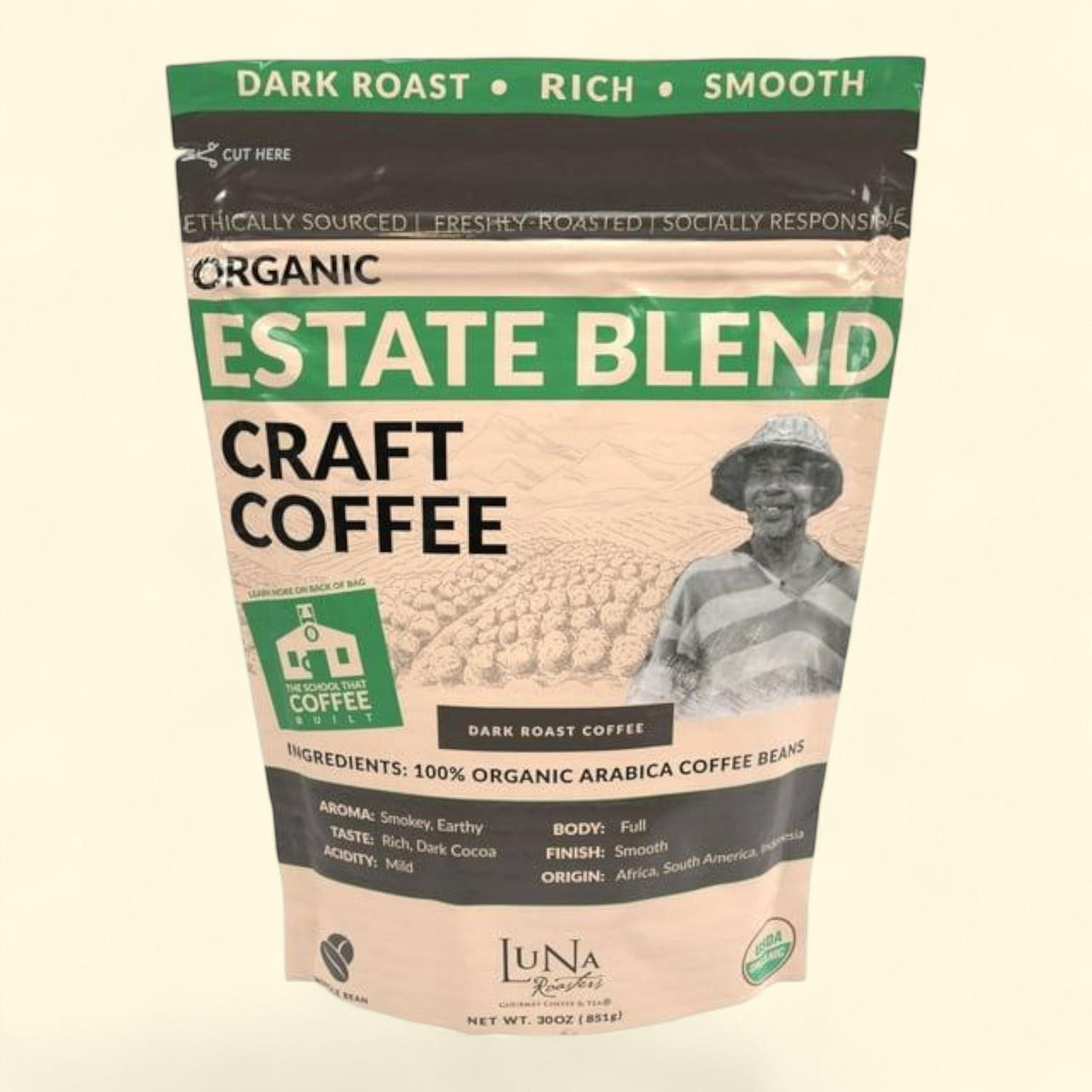 Luna Roasters Estate Blend Coffee, 30 oz.