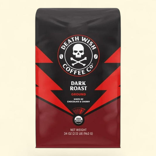 Death Wish Organic Dark Roast Ground Coffee, 34 oz.