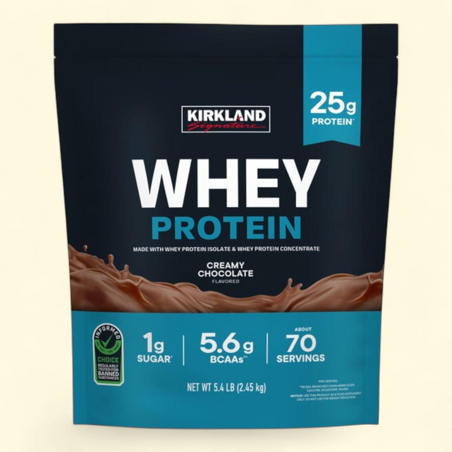 Kirkland Signature Whey Protein, Creamy Chocolate, 5.4lbs