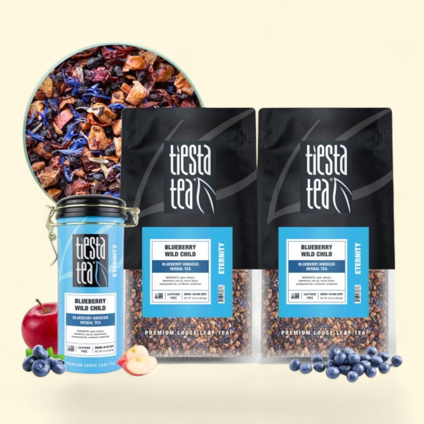 Tiesta Tea Blueberry Wild Child Herbal Tea, 2 lb. Bags & 5.5 oz Tin