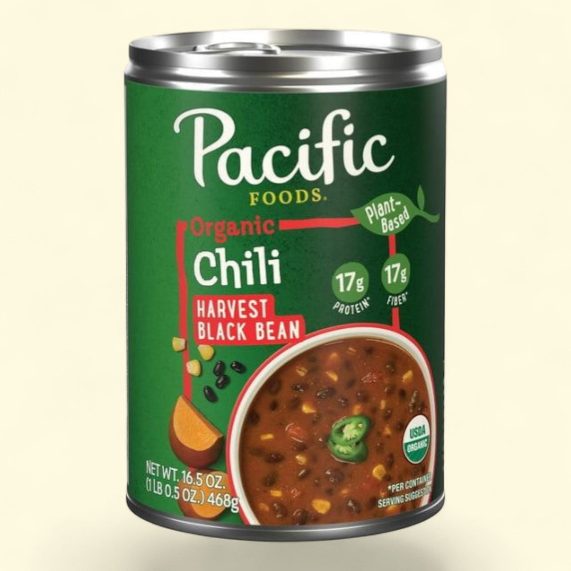 Pacific Foods Organic Harvest Black Bean Chili, 16.5 oz Can — authentic US product shipped worldwide by Treatspree