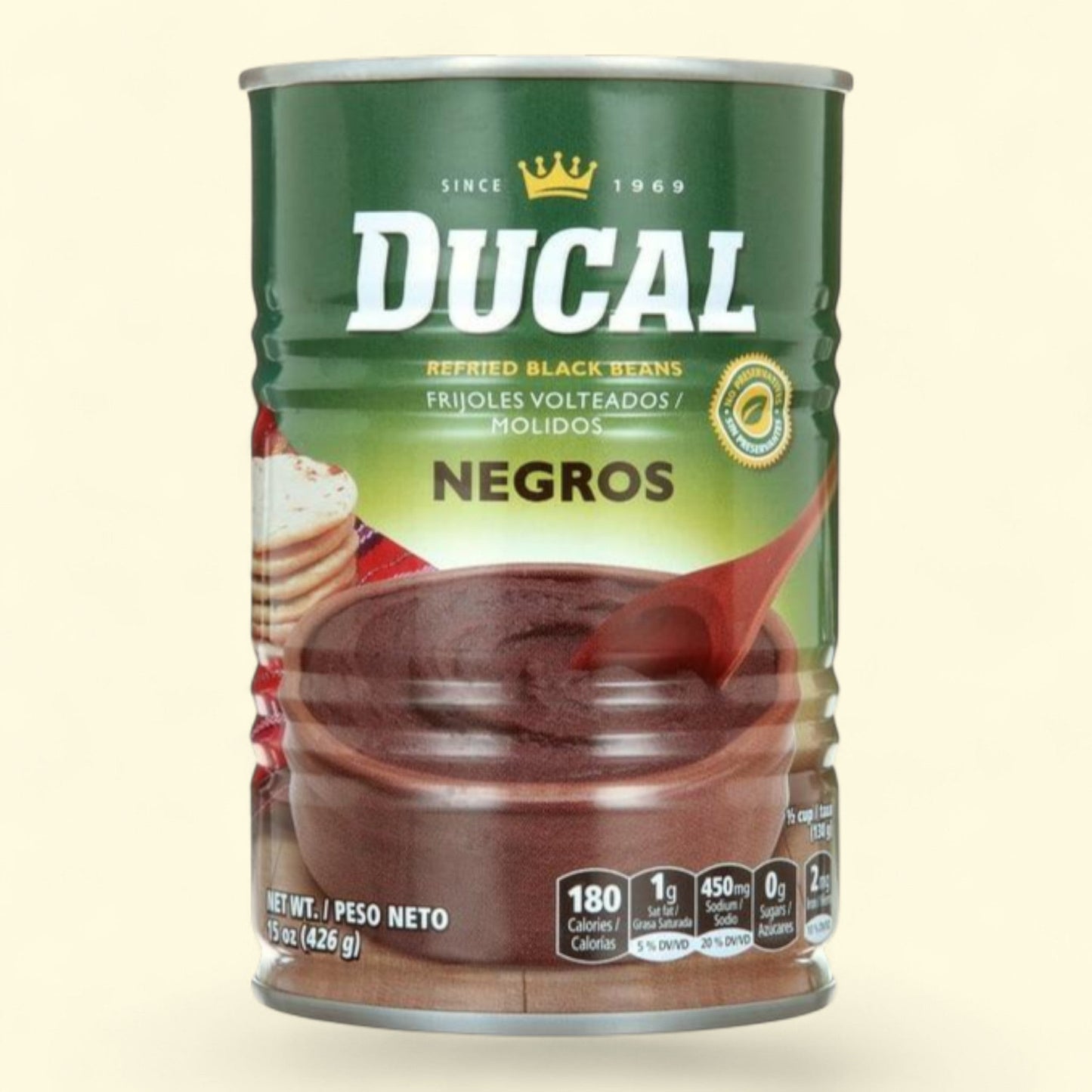 Goya Ducal Refried Beans, Black, 15 Oz