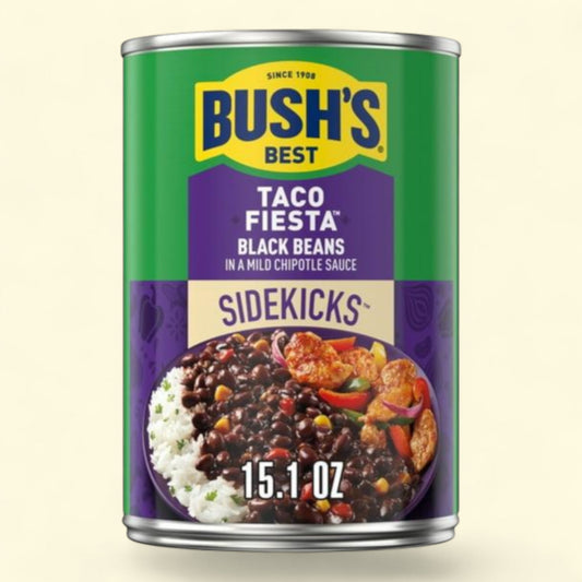 Bush's Sidekicks Taco Fiesta Black Beans, 15.1 oz Can
