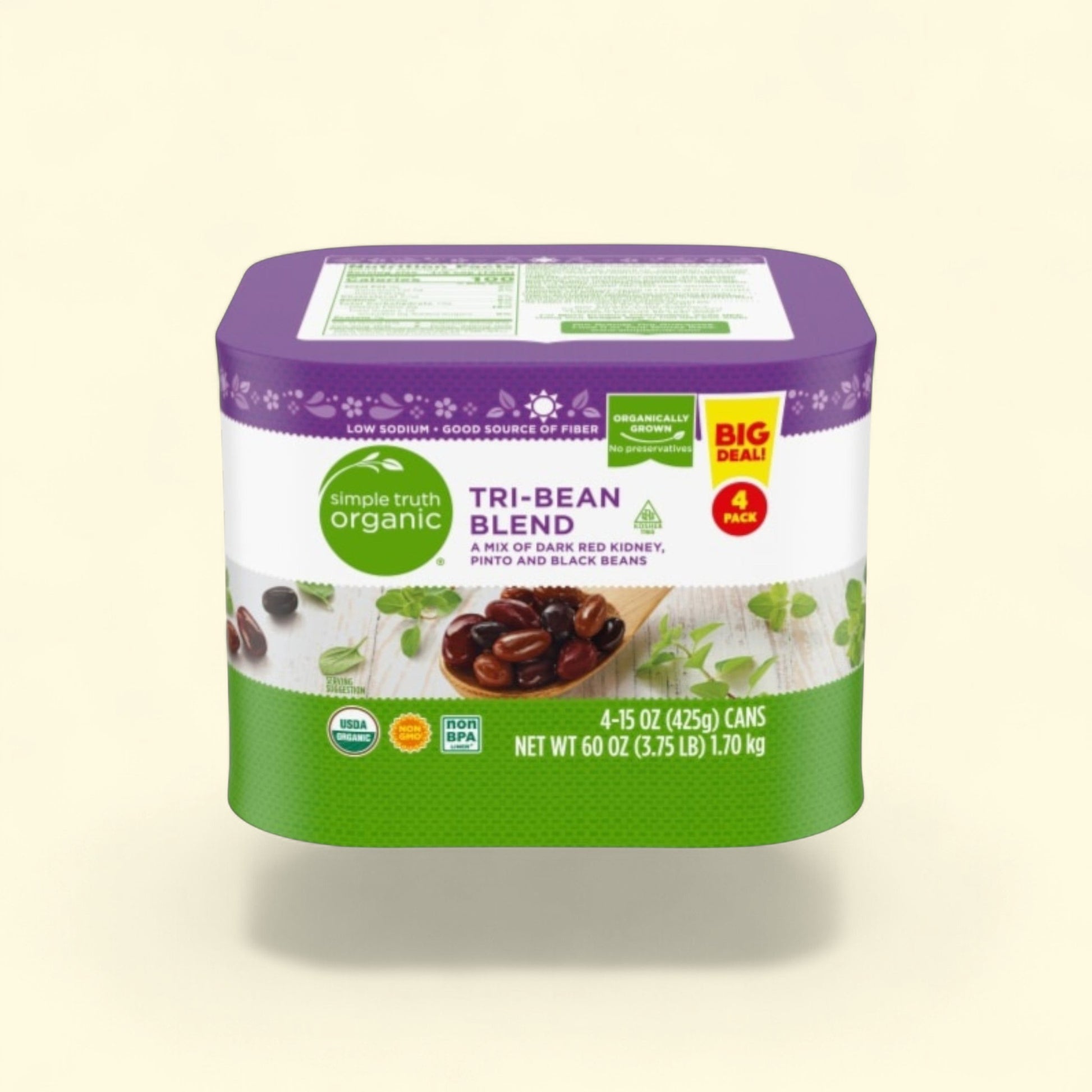 Simple Truth Organic, 3 Bean Blend, 4 count, 15 oz — authentic US product shipped worldwide by Treatspree