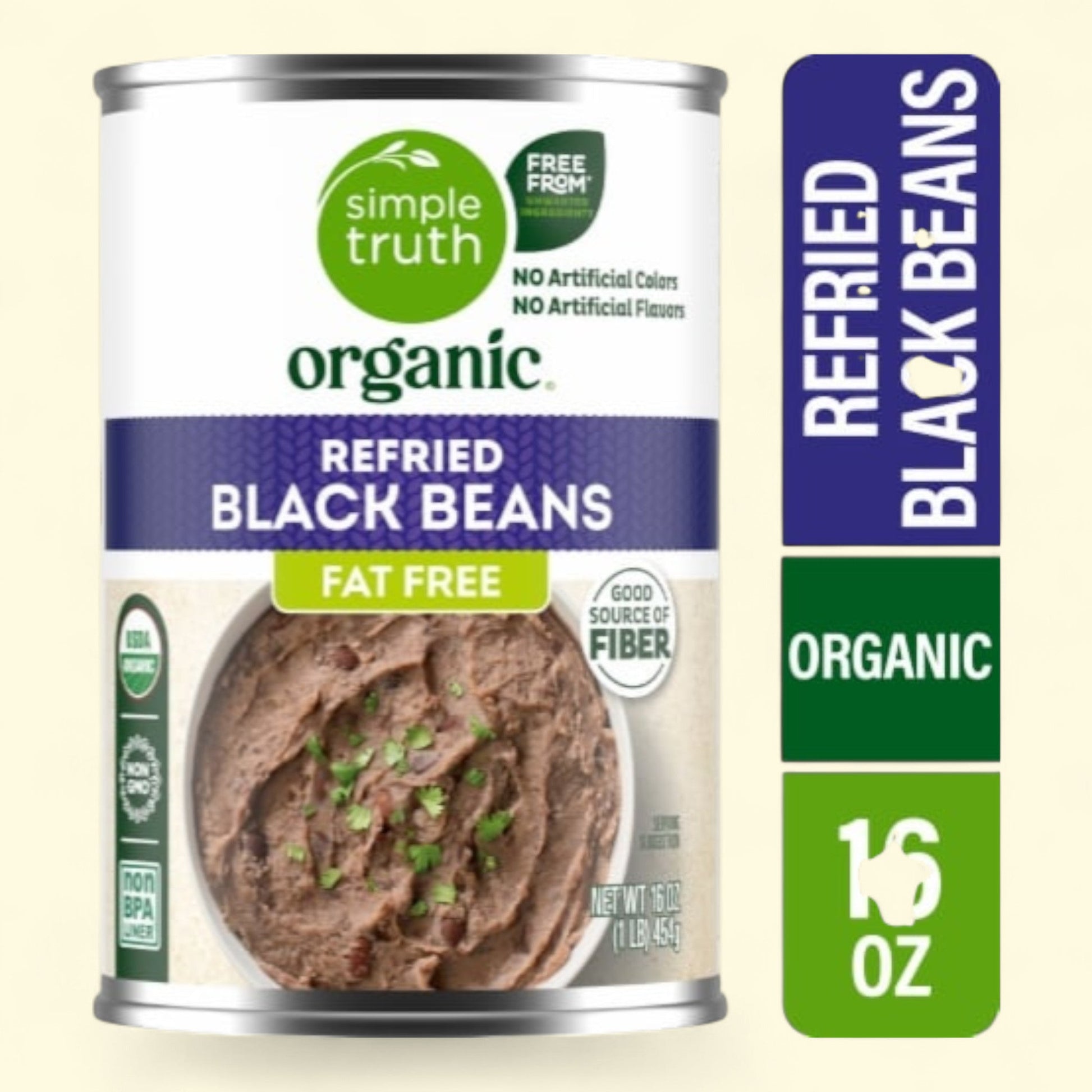 Simple Truth Organic, Fat Free Refried Black Beans, 16 oz — authentic US product shipped worldwide by Treatspree