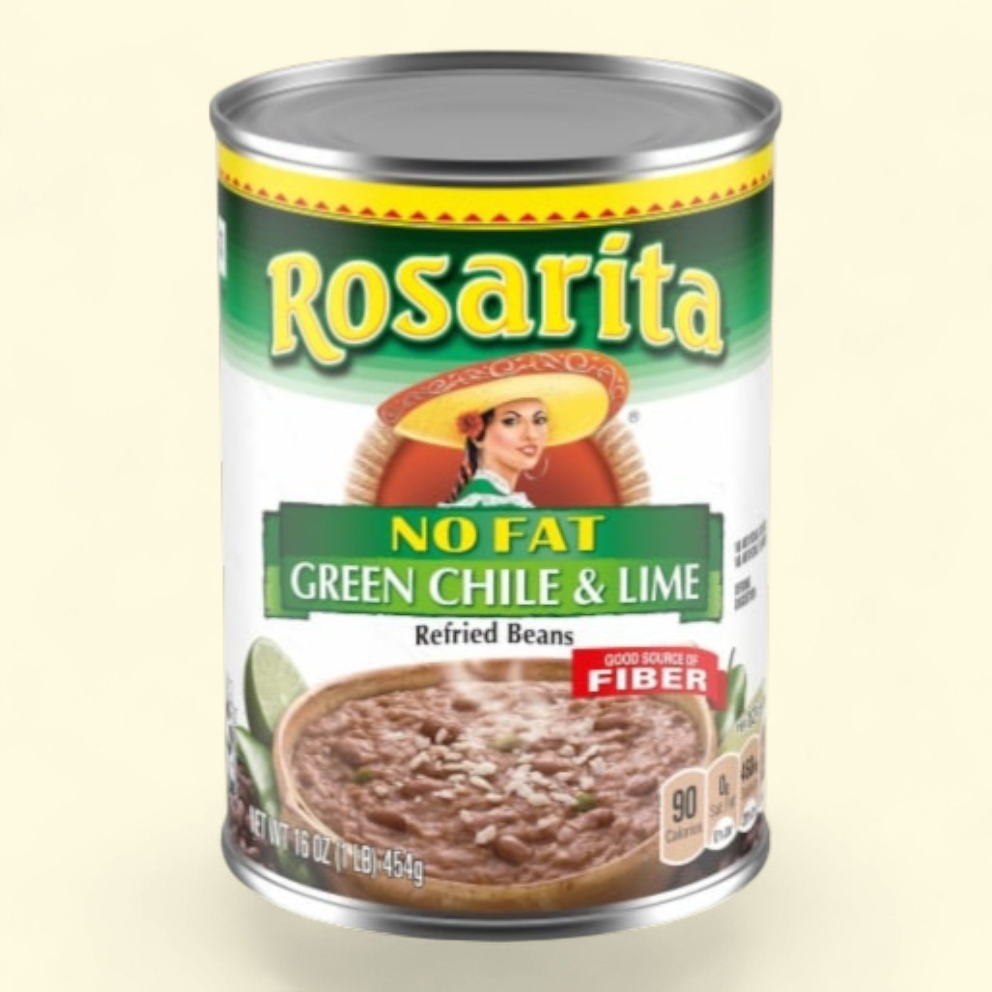 Rosarita Refried Beans with Green Chile and Lime, No Fat, 16 oz — authentic US product shipped worldwide by Treatspree