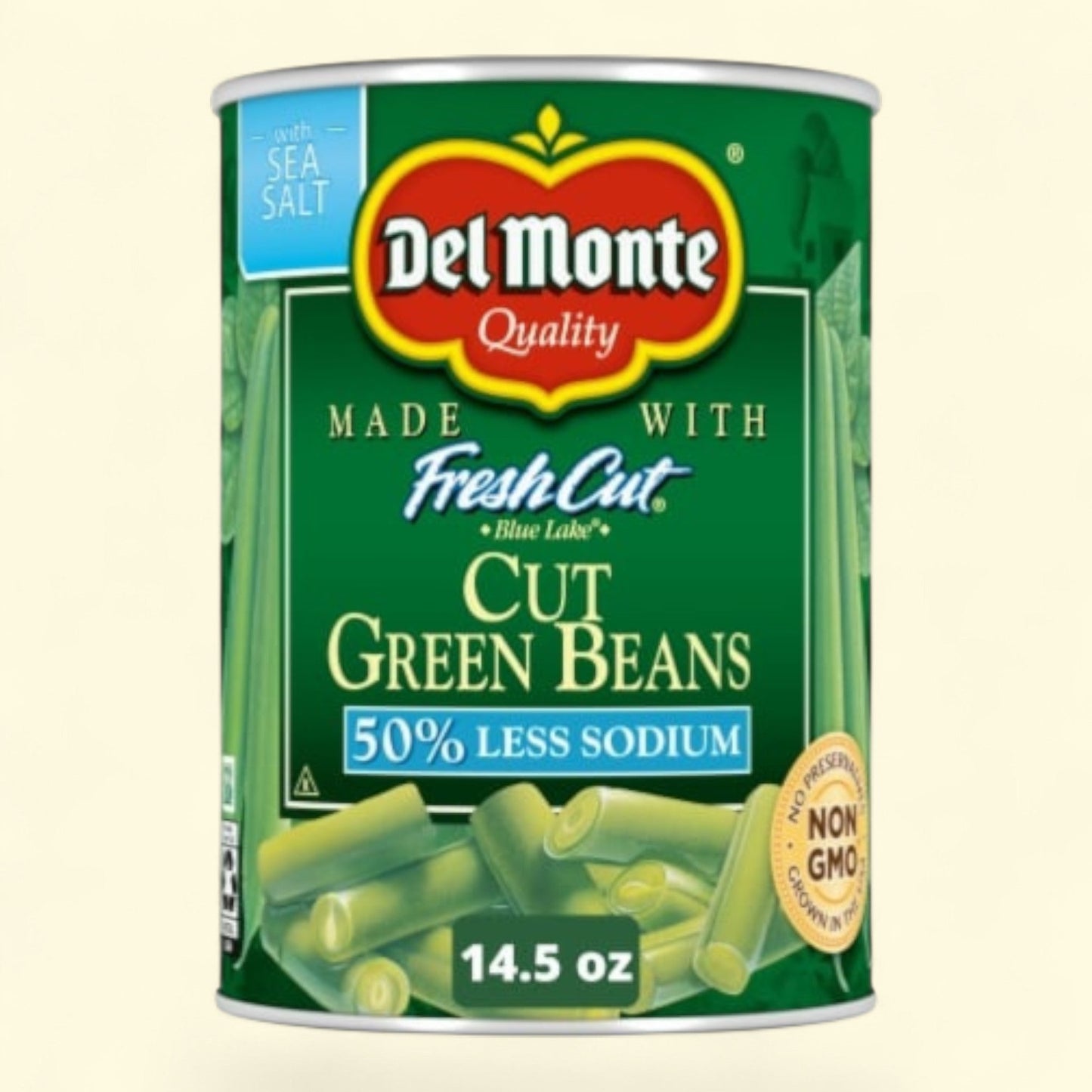 Del Monte Cut Green Beans, Reduced Sodium, 14.5 oz