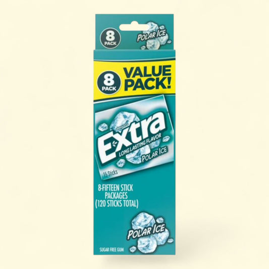 Extra Polar Ice Chewing Gum, 15 Count (8 Pack)