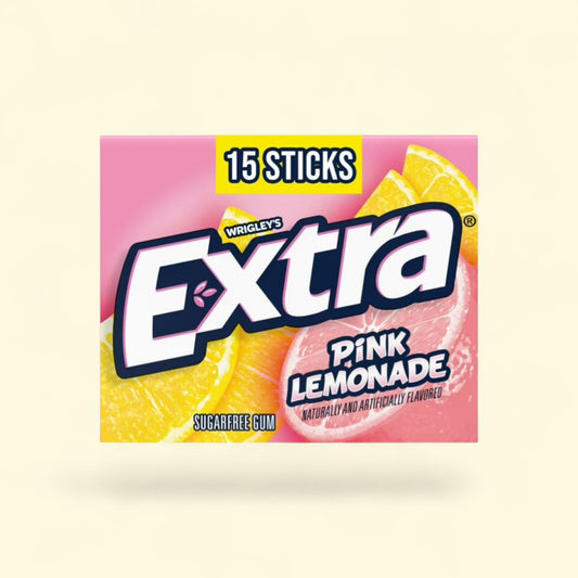 Extra Pink Lemonade Sugar Free Chewing Gum, 15 Sticks — authentic US product shipped worldwide by Treatspree