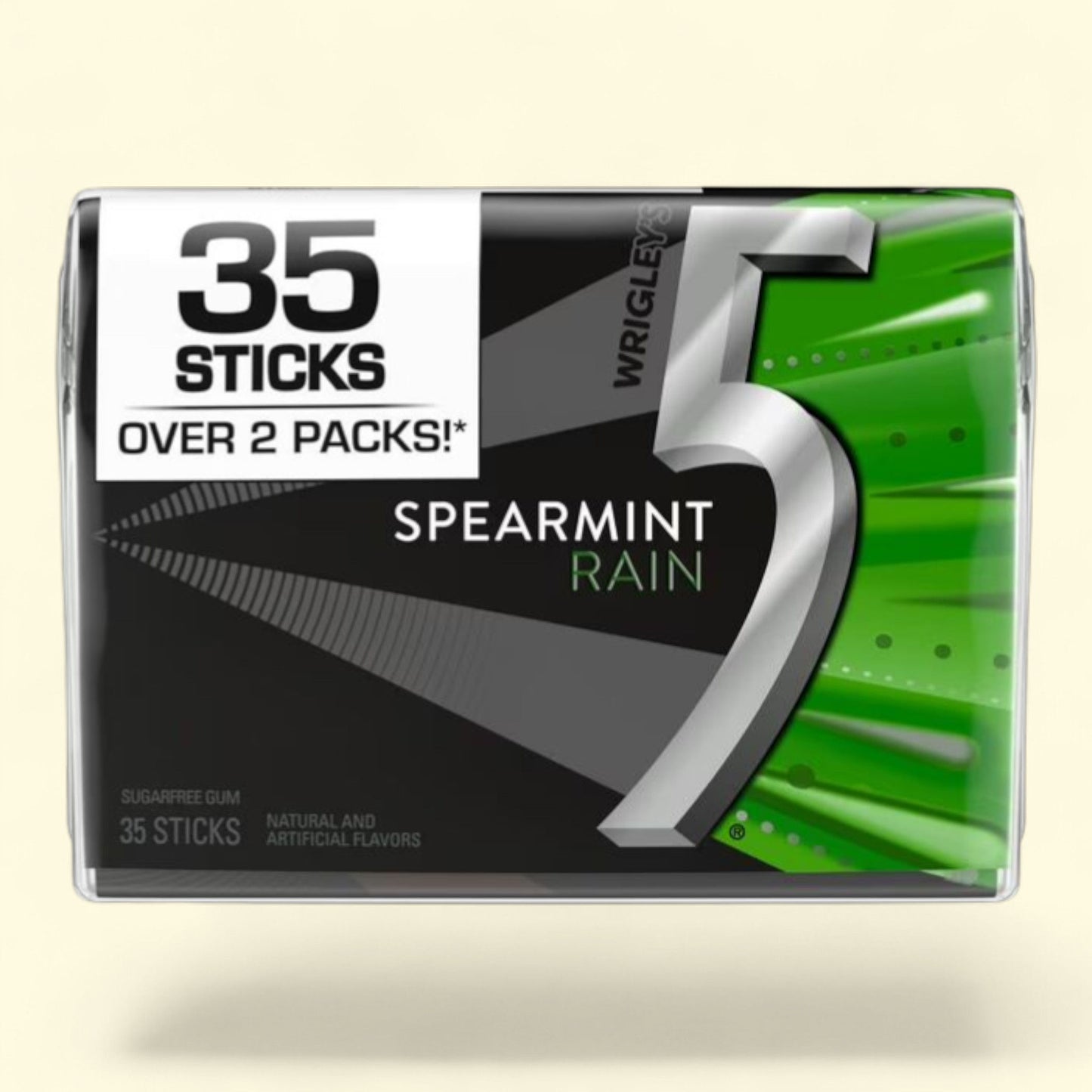 5 Gum Spearmint Rain Chewing Gum, 35 Stick Pack
