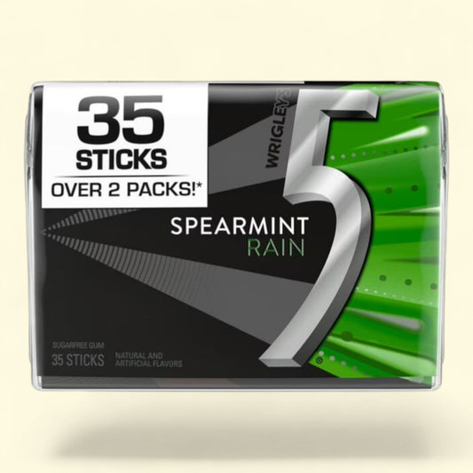 5 Gum Spearmint Rain Chewing Gum, 35 Stick Pack