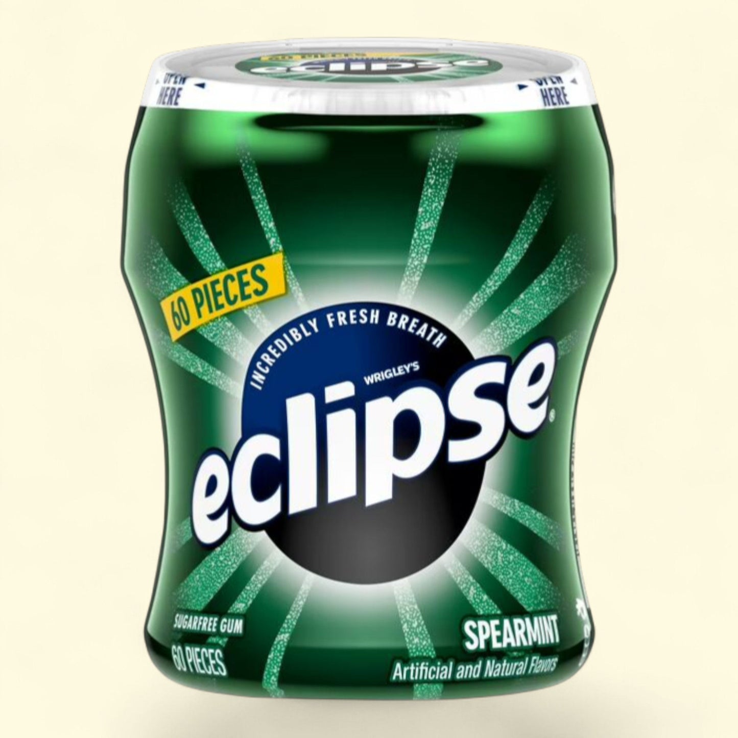Eclipse Spearmint Chewing Gum, 60 Pieces Bottle