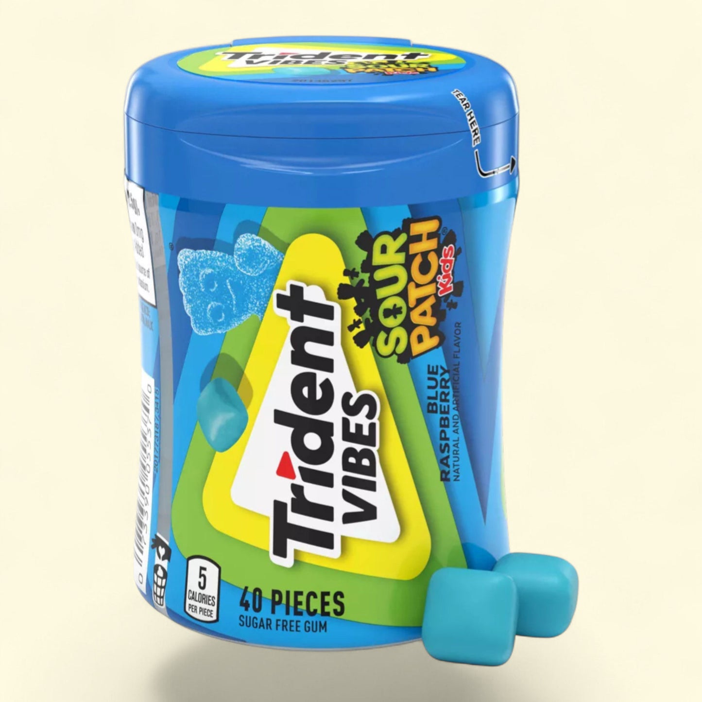 Trident Vibes Chewing Gum, Sour Patch Kids Blue Raspberry, 3.245oz