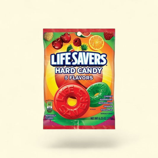Life Savers 5 Flavors Hard Candy Hanging Bag, 6.25 oz — authentic US product shipped worldwide by Treatspree