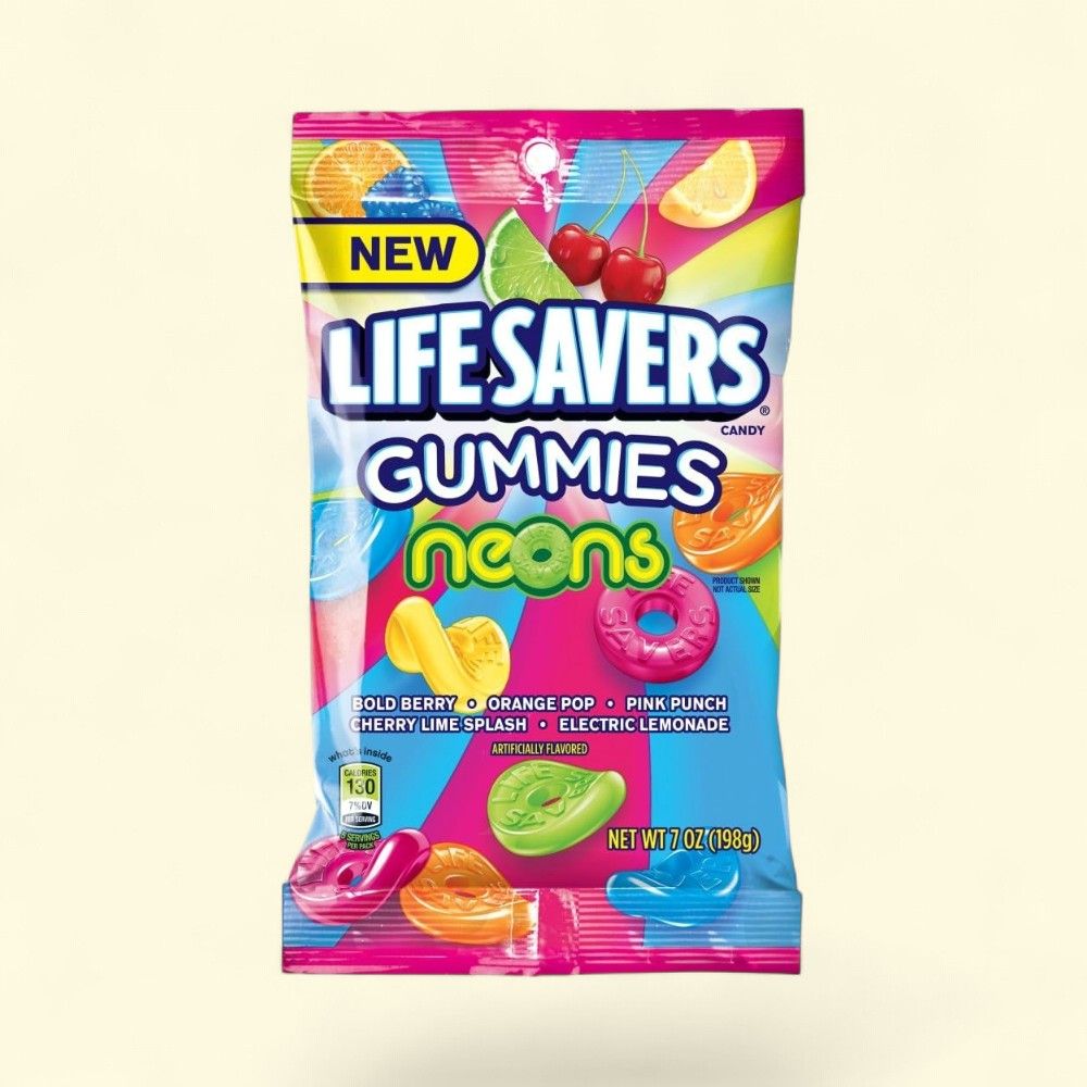 LIFE SAVERS Gummi Savers Neon Gummies Candy Bag, 7 oz — authentic US product shipped worldwide by Treatspree