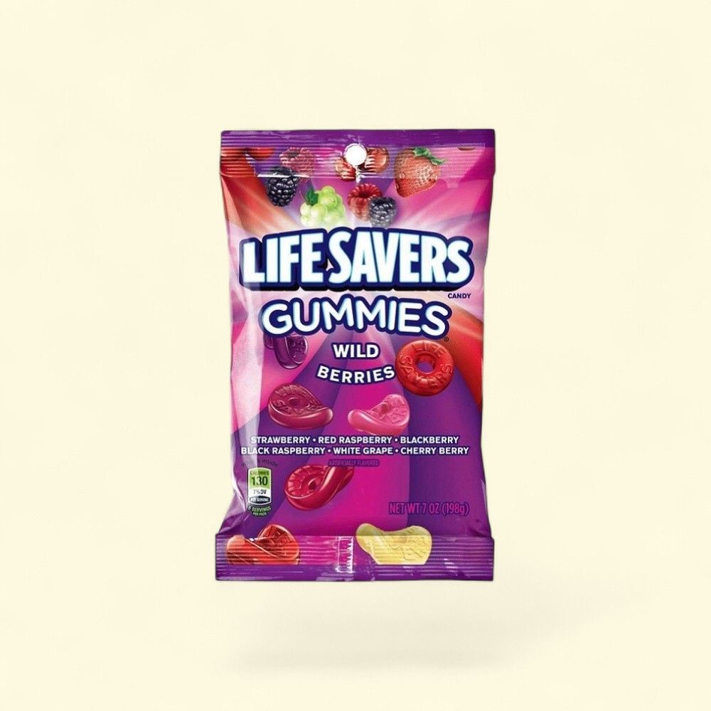 LIFE SAVERS Wild Berries Gummy Candy - Hanging Bag 7oz — authentic US product shipped worldwide by Treatspree