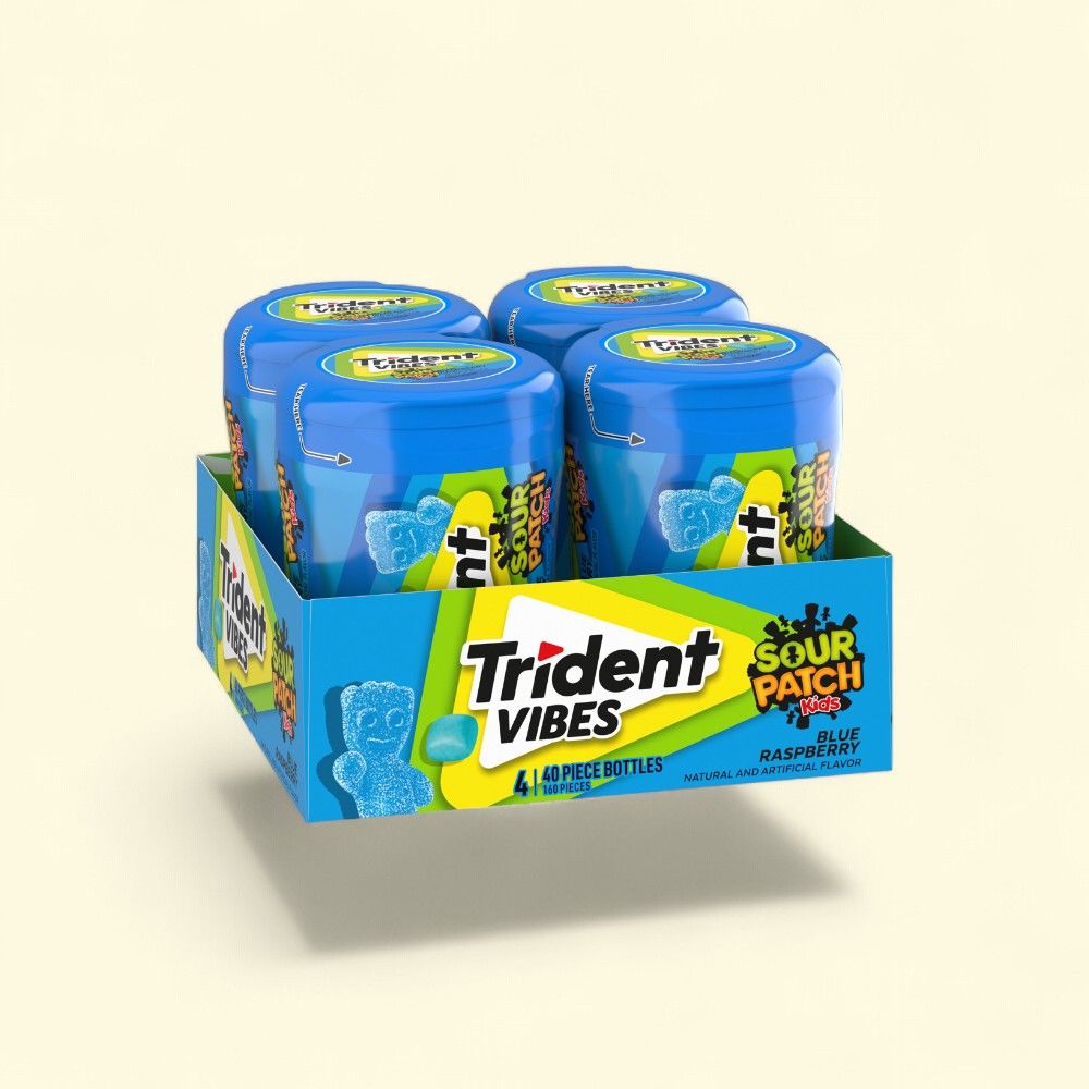 Trident Vibes Sour Patch Kids Blue Raspberry Gum 40pc — authentic US product shipped worldwide by Treatspree