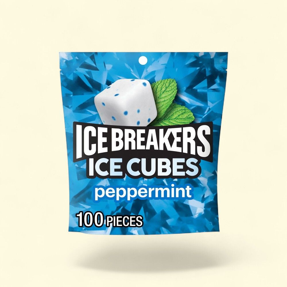 Ice Breakers Ice Cubes Peppermint Sugar Free Chewing Gum, 8.11 oz, 100