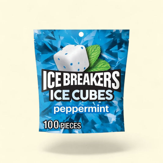 Ice Breakers Ice Cubes Peppermint Sugar Free Chewing Gum, 8.11 oz, 100