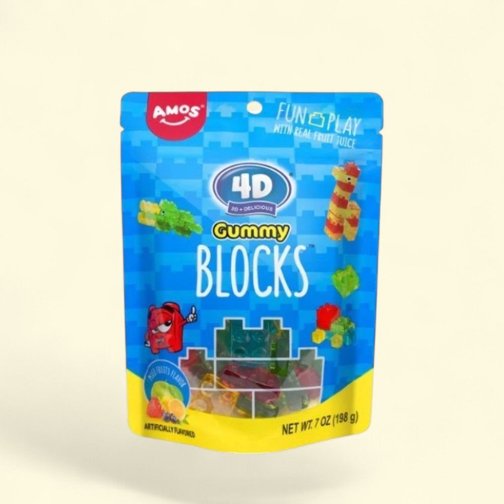 4D Gummy Blocks Candy, Assorted Flavors, 7oz Bag — authentic US product shipped worldwide by Treatspree