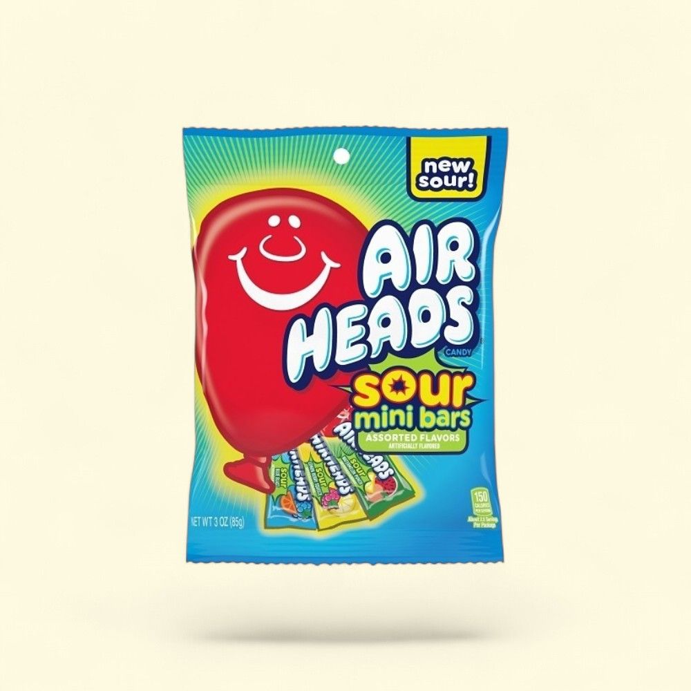 Airheads Mini Bars Sour Assorted Peg Bag 3oz (85g) — authentic US product shipped worldwide by Treatspree