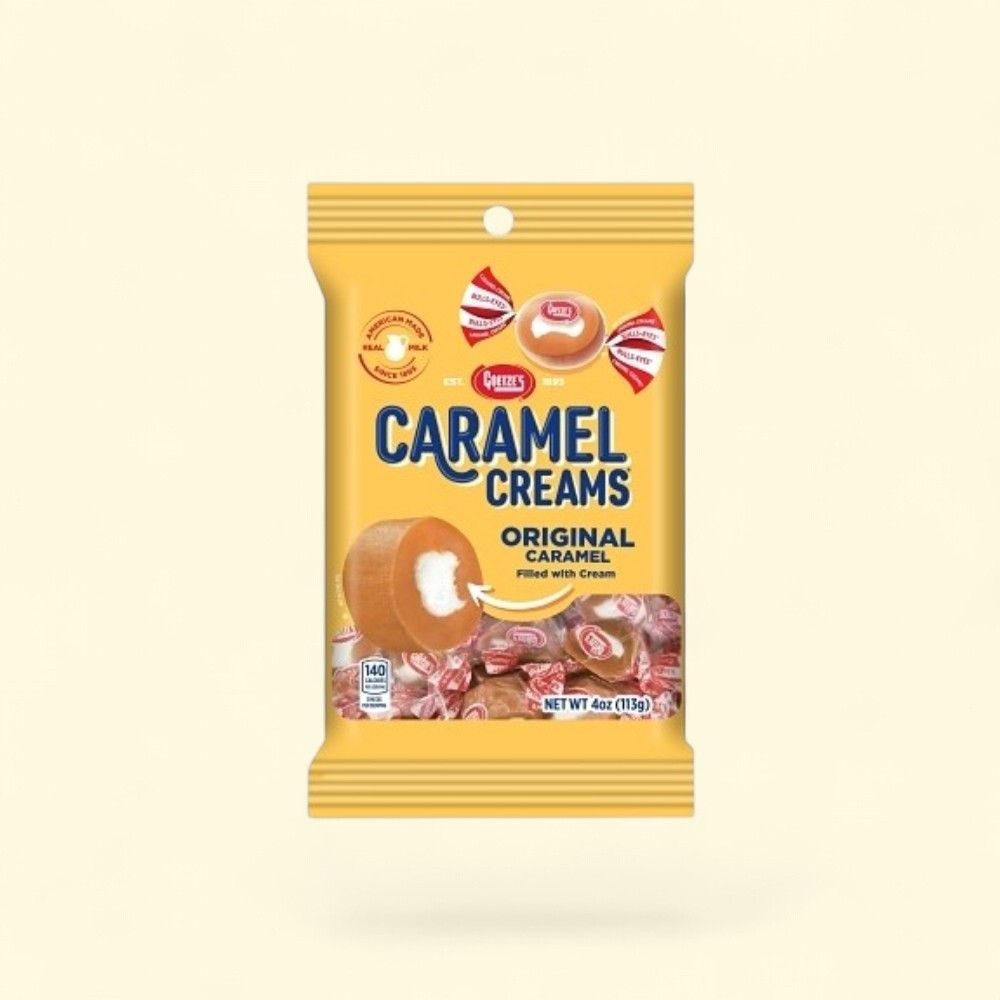 Caramel Creams Original Caramel Candy Peg Bag 4oz — authentic US product shipped worldwide by Treatspree