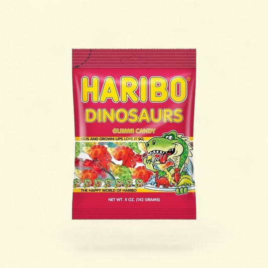 Haribo Dinosaurs Gummy Candy 5oz Bag — authentic US product shipped worldwide by Treatspree