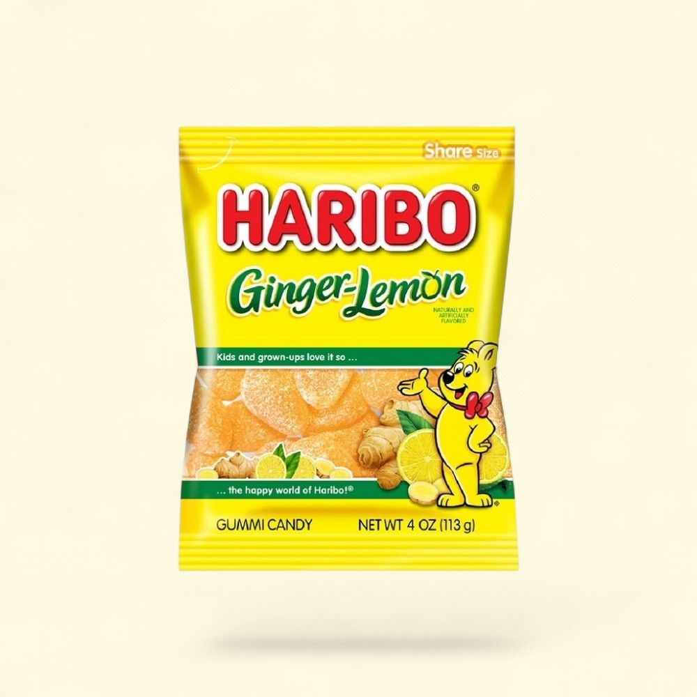 HARIBO Ginger Lemon Gummi Candy - 4 oz Bag — authentic US product shipped worldwide by Treatspree
